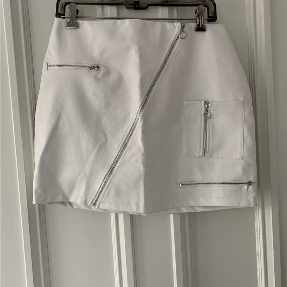 white faux leather skirt from superdown